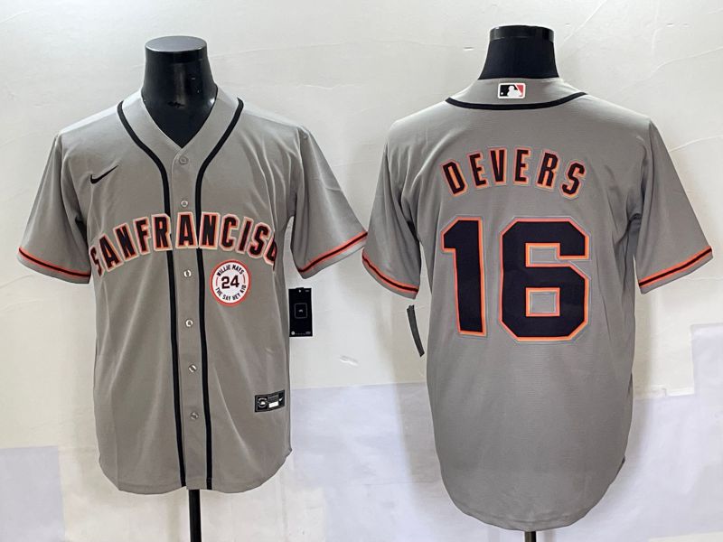 Men 2025 San Francisco Giants #16 Devers Grey Game Nike MLB Jersey style 47